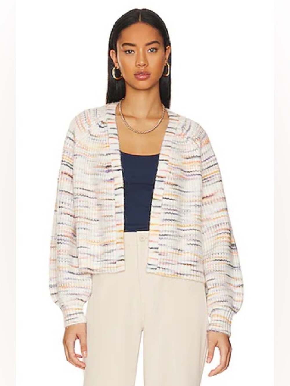 Monrow Space-Dye Cardigan Sweater, Size XL, NWT